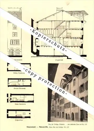 Photographien / Ansichten ,1917, Neuenstadt / Neuveville , Prospekt , Fotos , Architektur !!!