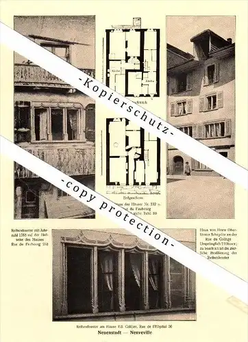 Photographien / Ansichten ,1917, Neuenstadt / Neuveville , Prospekt , Fotos , Architektur !!!