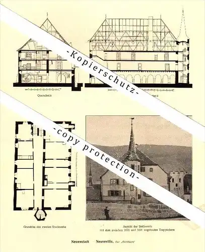 Photographien / Ansichten ,1917, Neuenstadt / Neuveville , Prospekt , Fotos , Architektur !!!