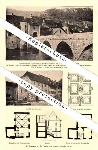 Photographien / Ansichten von 1917, Saint-Ursanne / St. Ursitz , Prospekt , Fotos , Architektur !!!