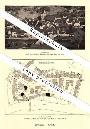 Photographien / Ansichten von 1917, Saint-Ursanne / St. Ursitz , Prospekt , Fotos , Architektur !!!