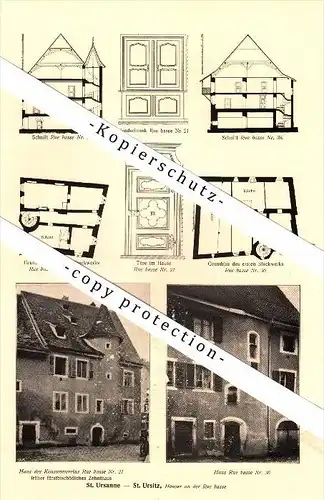 Photographien / Ansichten von 1917, Saint-Ursanne / und Porrentruy / Pruntrut , Prospekt , Fotos , Architektur !!!