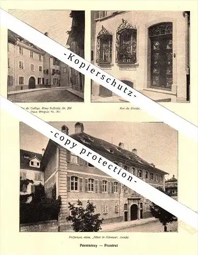 Photographien / Ansichten von 1917 , Porrentruy / Pruntrut , Hotel , Prospekt , Fotos , Architektur !!!