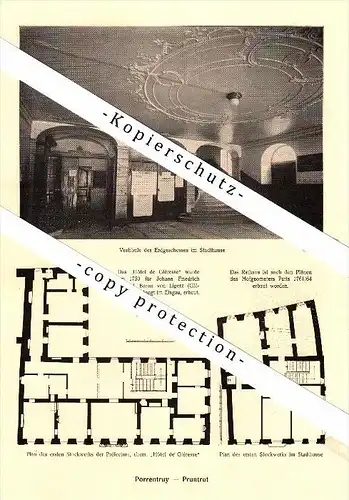 Photographien / Ansichten von 1917 , Porrentruy / Pruntrut , Hotel , Prospekt , Fotos , Architektur !!!