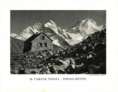 original Ansicht/ Photographie von 1927 , Topalihütte , St. Niklaus , Saas Fee ,  ca. 20x13 , Berghütte !!!