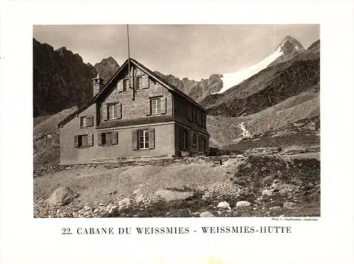original Ansicht/ Photographie von 1927 , Weissmieshütte , Olten , Saas-Grund , Tamatten , ca. 20x13 , Berghütte !!!