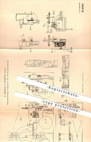 original Patent - R. Reichling in Bernburg , 1886 , Geschwindigkeitsmesser für Fördermaschinen , Geschwindigkeit !!!