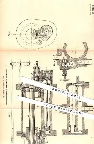 original Patent - Howaldtswerke in Kiel , 1894 , Dampfpumpensteuerung , Dampfmaschinen , Dampfpumpen , Pumpen !!!