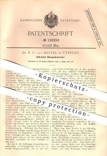 original Patent - Dr. N. G. van Huffel in Utrecht , 1901 , Rotierender Stromunterbrecher , Strom , Elektrizität !!!