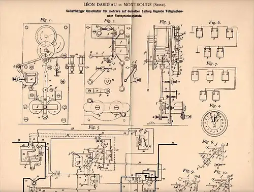 Original Patent -  Léon Dardeau dans Montrouge , Seine , 1899 , Commutateur pour Telegraph , télégraphie , telegraphy !!