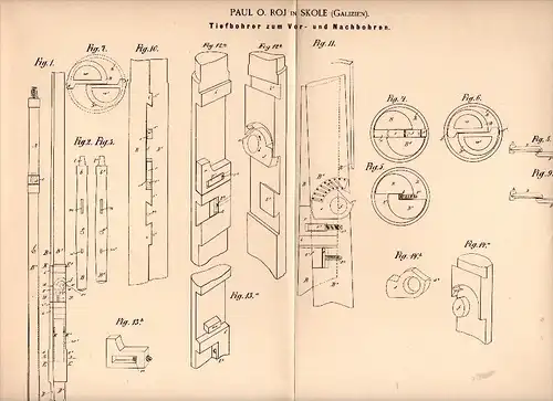 Original Patentschrift - Paul O. Roj in Skole , 1898 , Tiefbohrer , Bergbau , Tunnelbau , Russland , Ukraine !!!