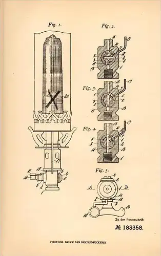 Original Patentschrift - Emil Glas in Proßnitz / Prostejov , Mähren , 1906 , Apparat für Gasbrenner , Brenner !!!