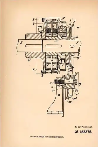 Original Patentschrift - Alois Riedel in Tetschen / Decin , 1905 , Deifferential - Getriebe !!!