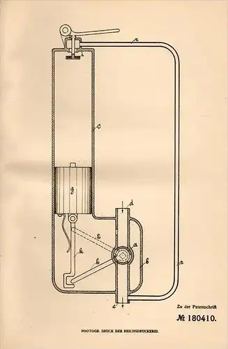 Original Patentschrift - A. Busau in Zürich - Wollishofen , 1905 , selbsttätig schließendes Ventil , Wasser !!!