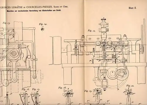 Original Patentschrift - G. Lemaitre dans Courcelles Presles , 1901 ,Machine pour maillons de la chaîne !!!