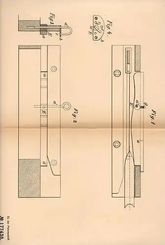 Original Patentschrift - J. Fritz Blumer in Engi , Schweiz , 1904 , Schützenkastenzunge für Webstuhl , Weberei !!!