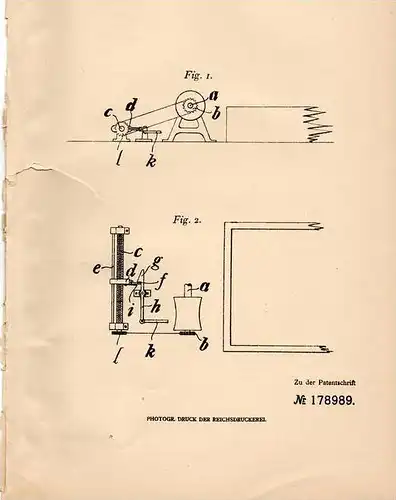 Original Patentschrift - Hansen & Closter in Apenrade/ Aabenraa , 1906 , Zählwerk für Winden !!!