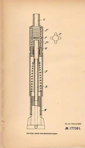 Original Patentschrift - W. Wolski in Wolanka , 1905 , hydraulischer Schlagbohrer , Tiefenbohrer , Erdbohrer !!!