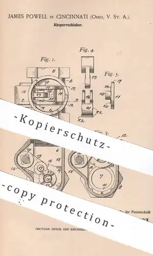 original Patent - James Powell , Cincinnati , Ohio , USA , 1901 , Absperrschieber | Schieber , Steuerung | Motor