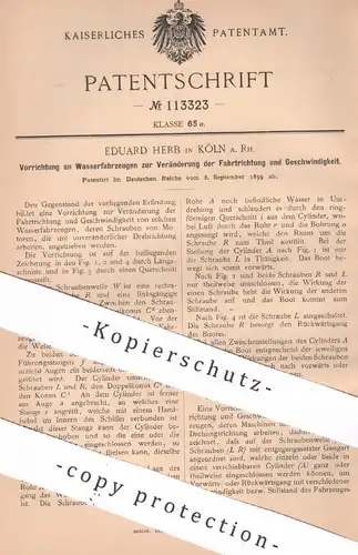 original Patent - Eduard Herb , Köln / Rhein , 1899 , Wasserfahrzeug | Motor , Motoren
