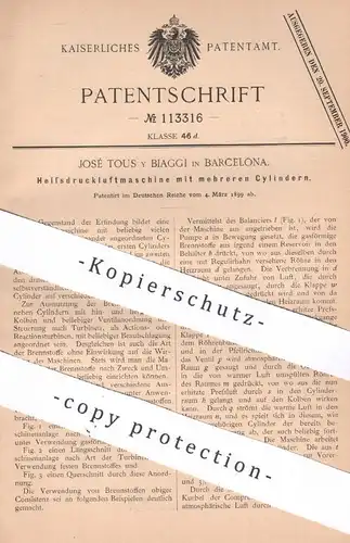 original Patent - José Tous y Biaggi , Barcelona , Spanien | 1899 | Heißdruckluftmaschine | Motor , Motoren