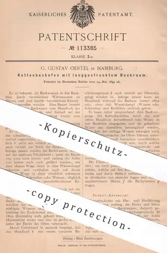 original Patent - G. Gustav Oertel , Hamburg , 1899 , Kettenbackofen mit langem Backraum | Backofen | Bäckerei , Bäcker