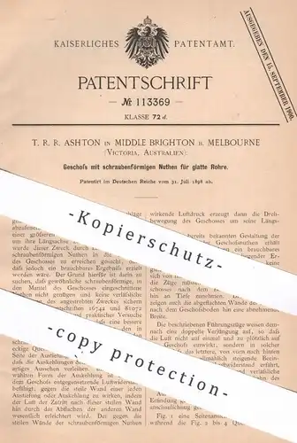 original Patent - T. R. R. Ashton , Middle Brighton , Melbourne , Victoria , Australien , 1898 , Geschoss | Patronen