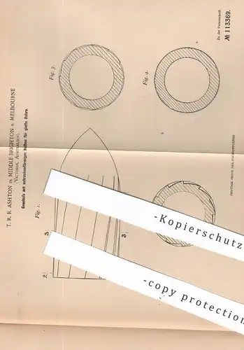 original Patent - T. R. R. Ashton , Middle Brighton , Melbourne , Victoria , Australien , 1898 , Geschoss | Patronen