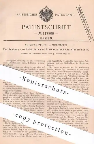 original Patent - Andreas Zenns , Nürnberg , 1899 , Schütteln und Gleichstoßen von Pinselhaar | Pinsel , Bürsten !!