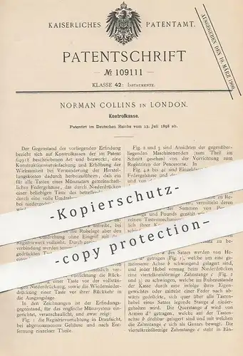 original Patent - Norman Collins , London , England , 1898 , Kontrollkasse | Registrierkasse , Kasse , Kassen , Münzen