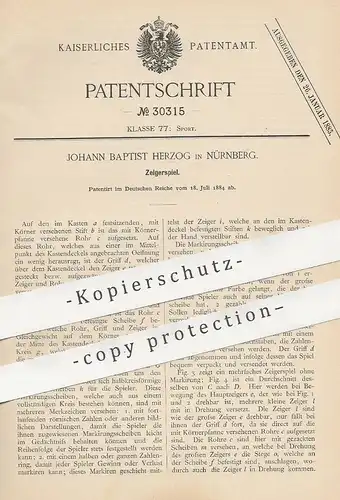 original Patent - Johann Baptist Herzog , Nürnberg , 1884 , Zeigerspiel | Spiel , Spielzeug , Sport , Glücksspiel