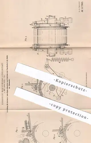 original Patent - Elsässische Maschinenbau Gesellschaft , Mülhausen , Elsass , 1897 , Heilmann' sche Kämm-Maschinen !!