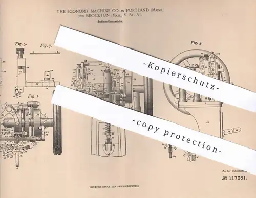 original Patent - The Economy Machine Co. , Portland Maine , Brockton , Massachusetts , USA , 1900 , Sohlenritzmaschine