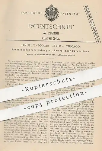 original Patent - Samuel Theodore Bleyer , Chicago , USA , 1900 , Beschickung mit beweglicher Förderrinne | Dampfkessel