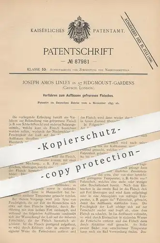 original Patent - Joseph Amos Linley , 57 Ridgmount Gardens , London , England , 1895 | gefrorenes Fleisch auftauen !!