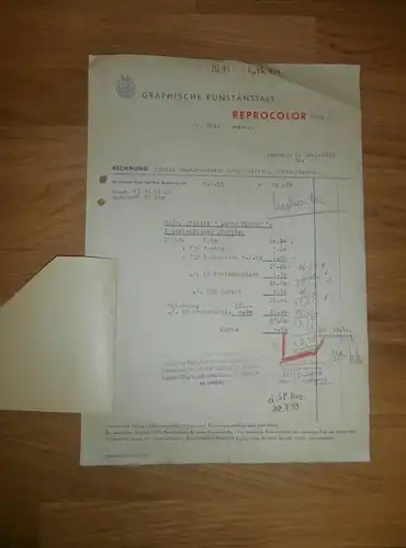 altes Dokument - Reprocolor Kunstanstalt  in Leipzig , 1953 , A. Colditz in Hartha i. Sa !!!