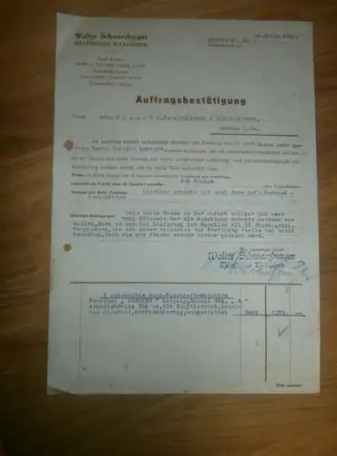 altes Dokument - Walter Schwarzburger in Leipzig , 1940 , Graphische Maschinen , A. Colditz in Hartha i. Sa !!!