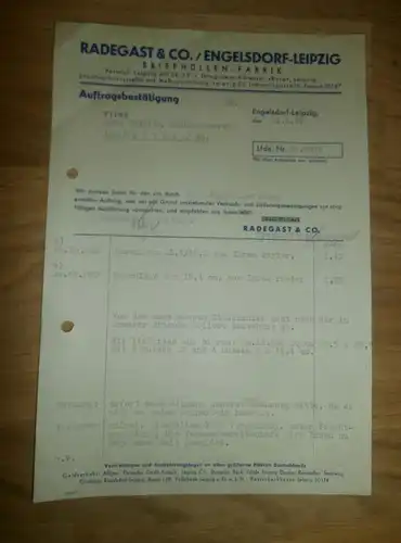 altes Dokument - Radegast & Co in Leipzig , 1947, Engelsdorf , Briefhüllen-Fabrik , A. Colditz in Hartha i. Sa !!!