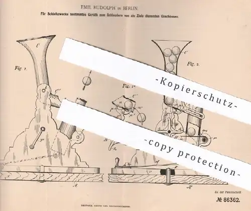 original Patent - Emil Rudolph , Berlin , 1895 , Geschoss , Schussanlage, Schießschleuder , Schleuder | Waffe !!!