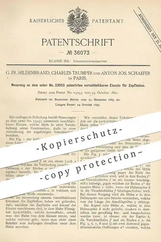 original Patent - G. Fr. Hildenbrand , Charles Trumper , Anton Jos. Schaefer , Paris Frankreich | Zapfhahn | Zapfanlage