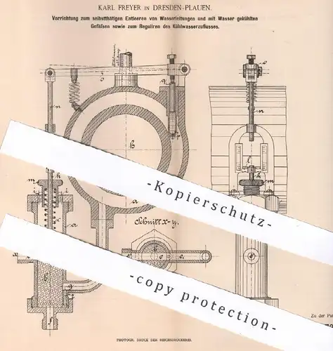 original Patent - Karl Freyer , Dresden / Plauen , 1893 , Entleeren von Wasserleitungen | Wasser , Rohr | Klempner !!