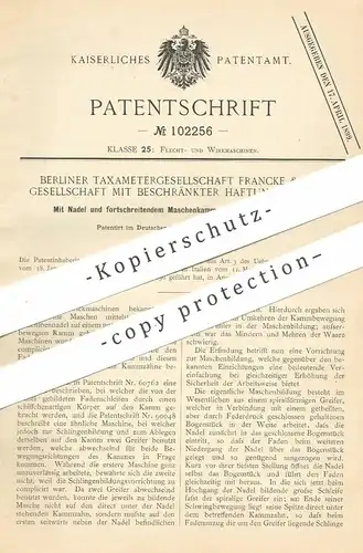 original Patent - Berliner Taxametergesellschaft Francke & Co. GmbH Berlin , 1896 , Strickmaschine | Stricken , Wolle !