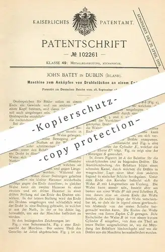 original Patent - John Batey , Dublin Irland , 1897 , Drahtspeichen , Draht Speiche | Rad , Räder , Fahrrad , Fahrräder