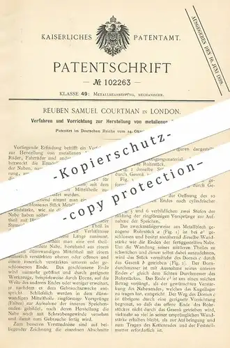original Patent - Reuben Samuel Courtman , London , England , 1897 , metallene Radnabe | Metall, Rad , Räder , Fahrrad !