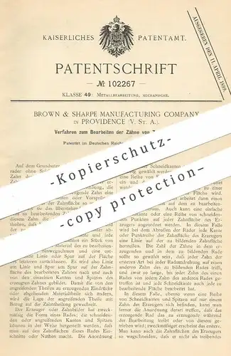 original Patent - Brown & Sharpe Manufacturing Company , Providence , USA , 1898 , Zähne am Zahnrad | Zahnräder !!