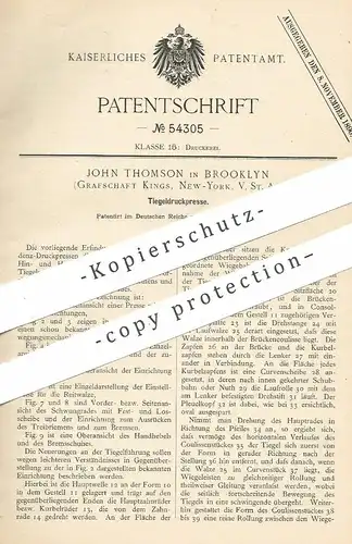 original Patent - John Thomson , Brooklyn , Kings , New York , USA , 1890 , Tiegeldruckpresse | Tiegel - Druckpresse !!!