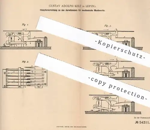 original Patent - Gustav Adolph Keile , Leipzig , 1889 , Dämpfung am mechanischen Musikwerk | Spieluhr , Musik !!!