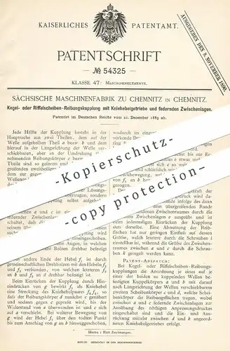 original Patent - Sächsische Maschinenfabrik Chemnitz , 1889 , Reibungskupplung | Kupplung | Eisenbahn , Maschinen , Lok