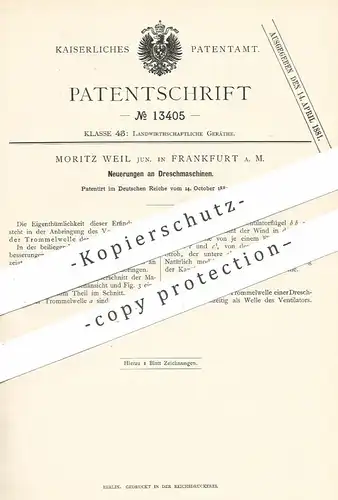 original Patent - Moritz Weil , Frankfurt / Main  , 1880 , Dreschmaschine | Drescher , Mähdrescher , Dreschen | Bauer !!