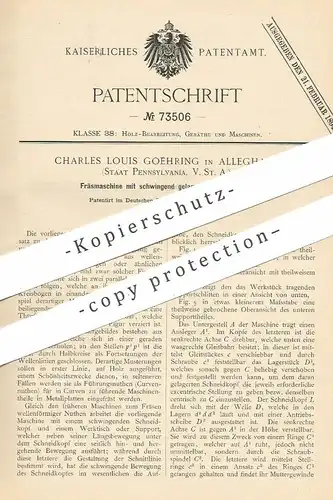 original Patent - Charles Louis Goehring , Alleghany , Pennsylvania USA , 1892 | Fräsmaschine | Fräse | Holz , Tischler